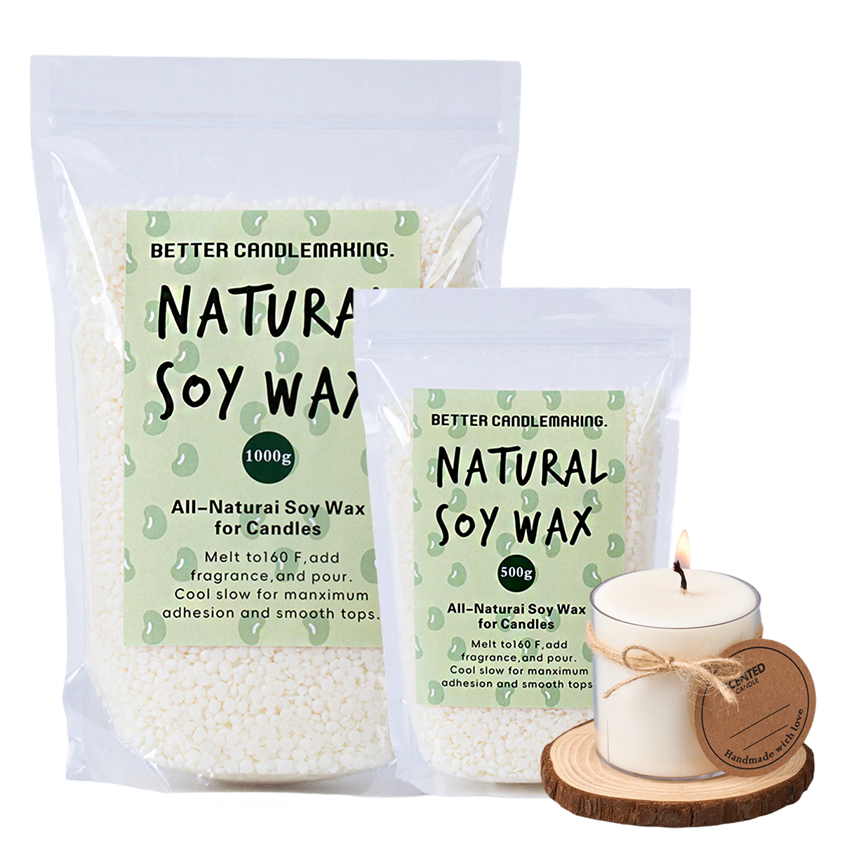 Candle Making Raw Material - 500g/1000g Natural Soy Wax DIY Handmade