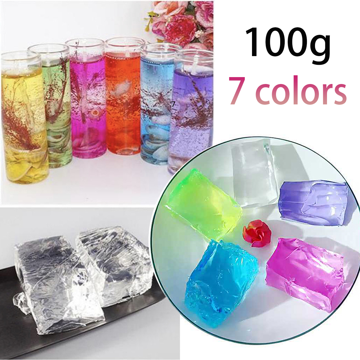 Candle Making Raw Material - 100G 7Colors Jelly Wax DIY Handmade