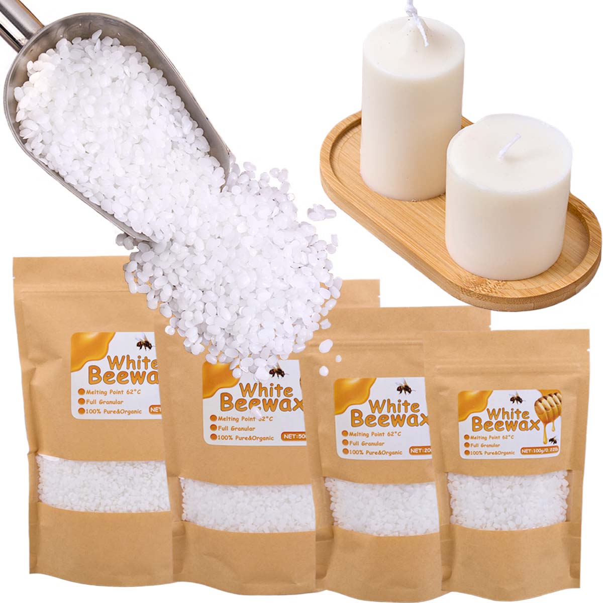 Candle Making Raw Material - White Beeswax Pure Natural Granular Scented