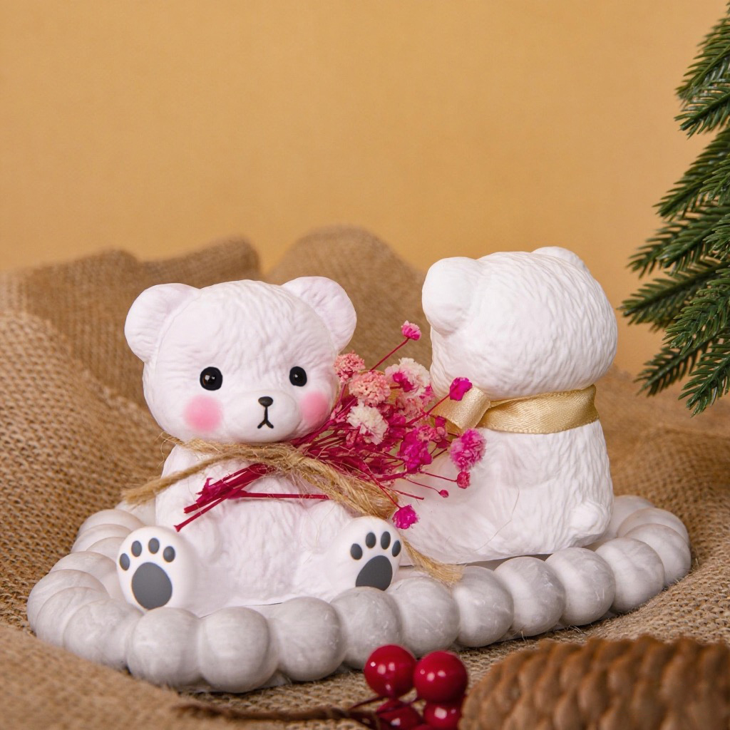Candle Making Supplies - 3PCS Couple Bear Silicone Mold Set