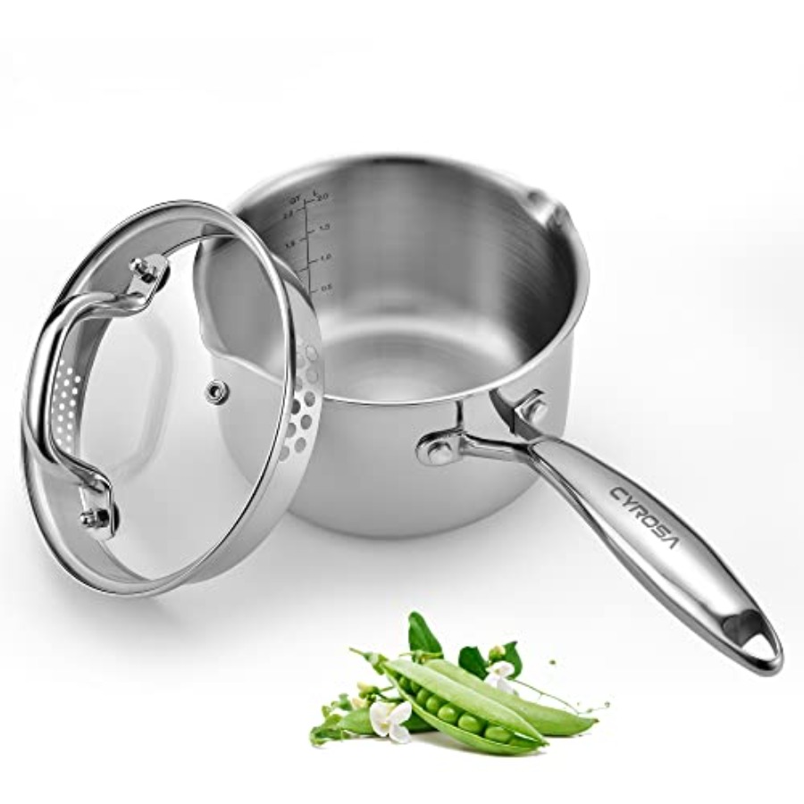 Stainless Steel Saucepan 2.0 Q - Pour Pot Aluminum review and price