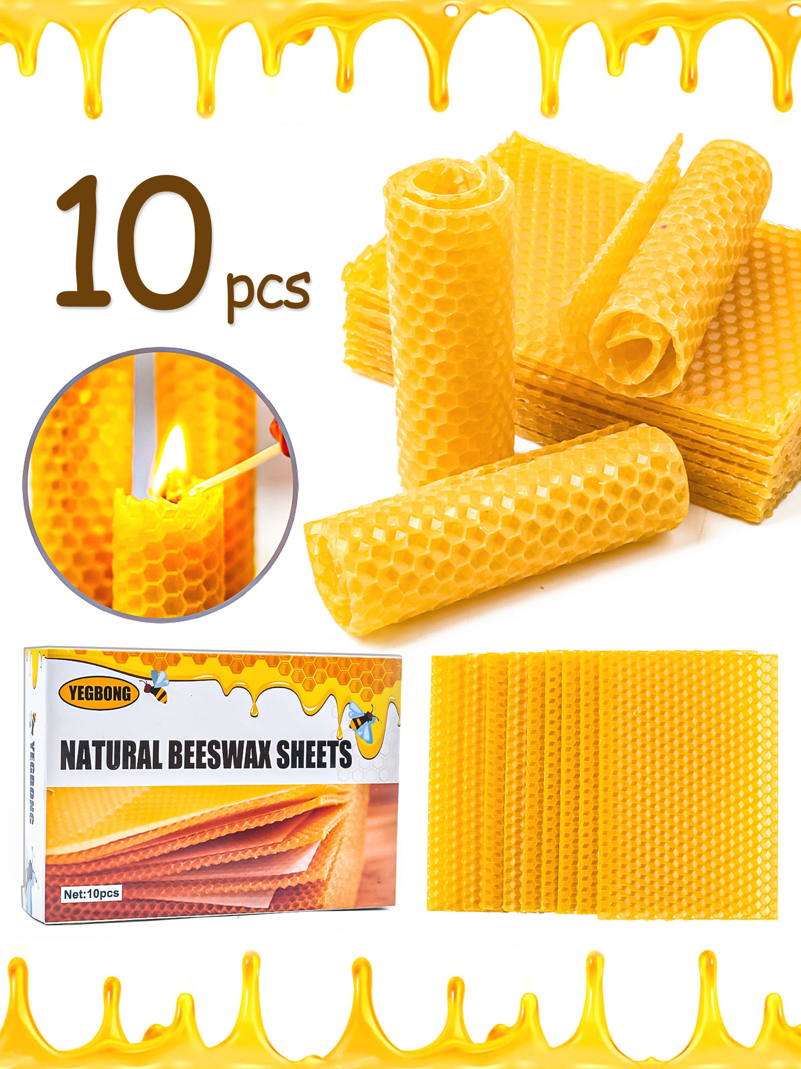 10Pcs Natural Honeycomb Bee Wa - Candle Making Raw Material review and price